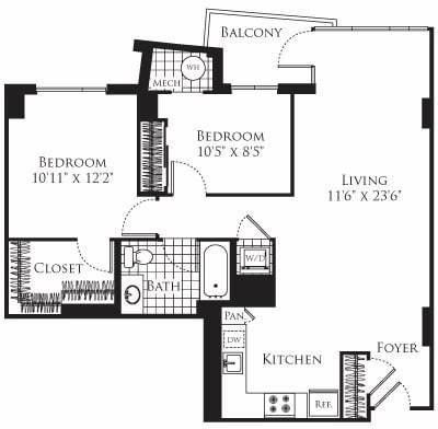 Floor Plan - 2 Bedroom- 925