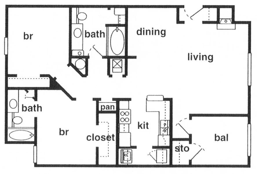 2BR/2BA - 2 BD / 2 BA 1250