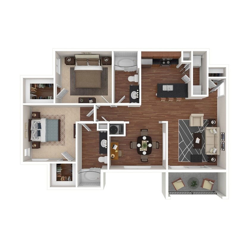 Floor Plan - 2 Bed 2 Bath 1178 SqFt (1116 Net) 