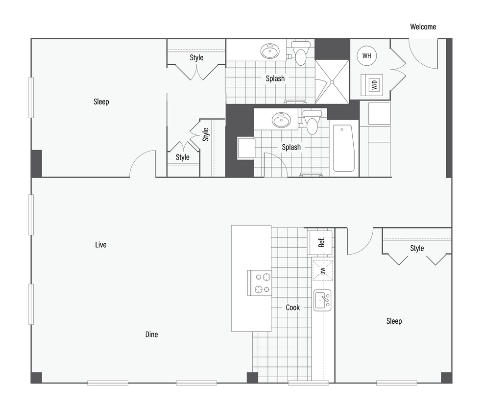 E | 2-Bedroom Floorplan - E