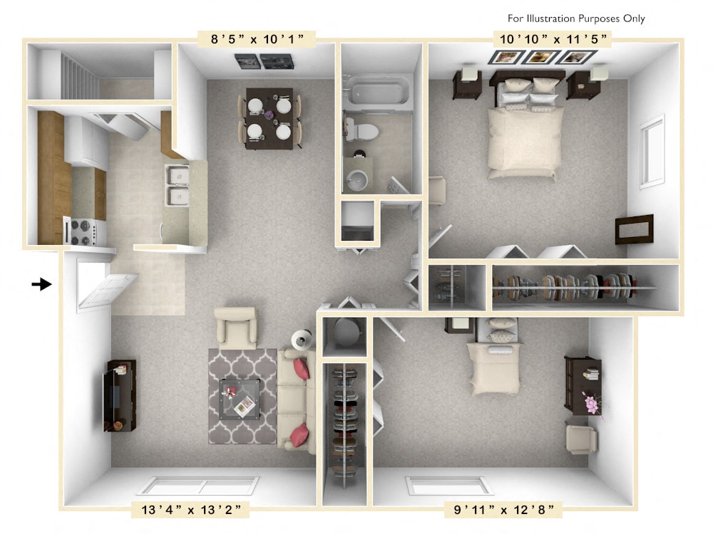 Floor Plan - The Day Sailor 2 BR 1 BA