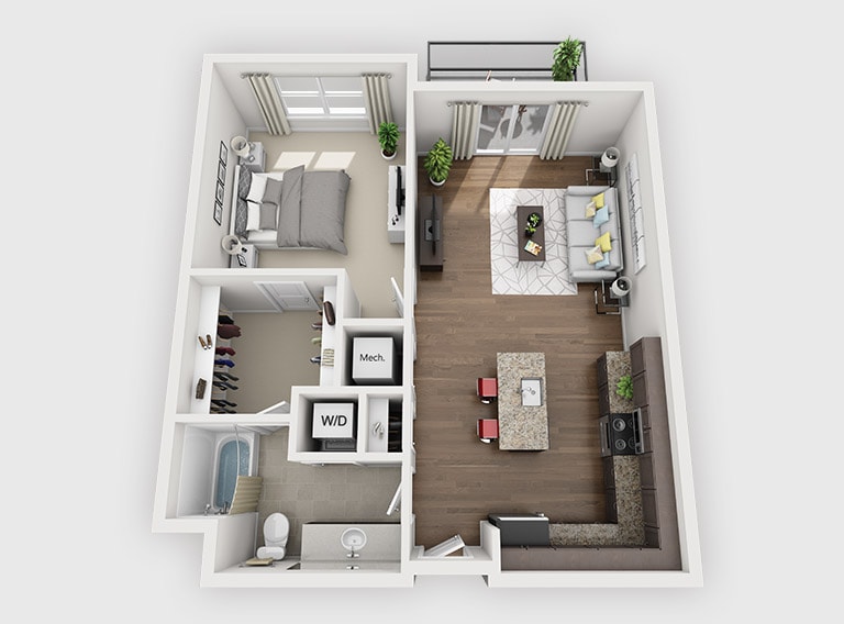 Floor Plan - 1 Bed 1 Bath (B8)