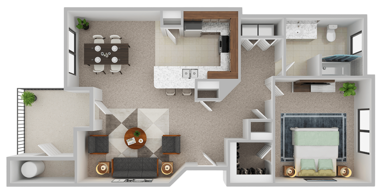 Floor Plan - Sunrise - 1x1