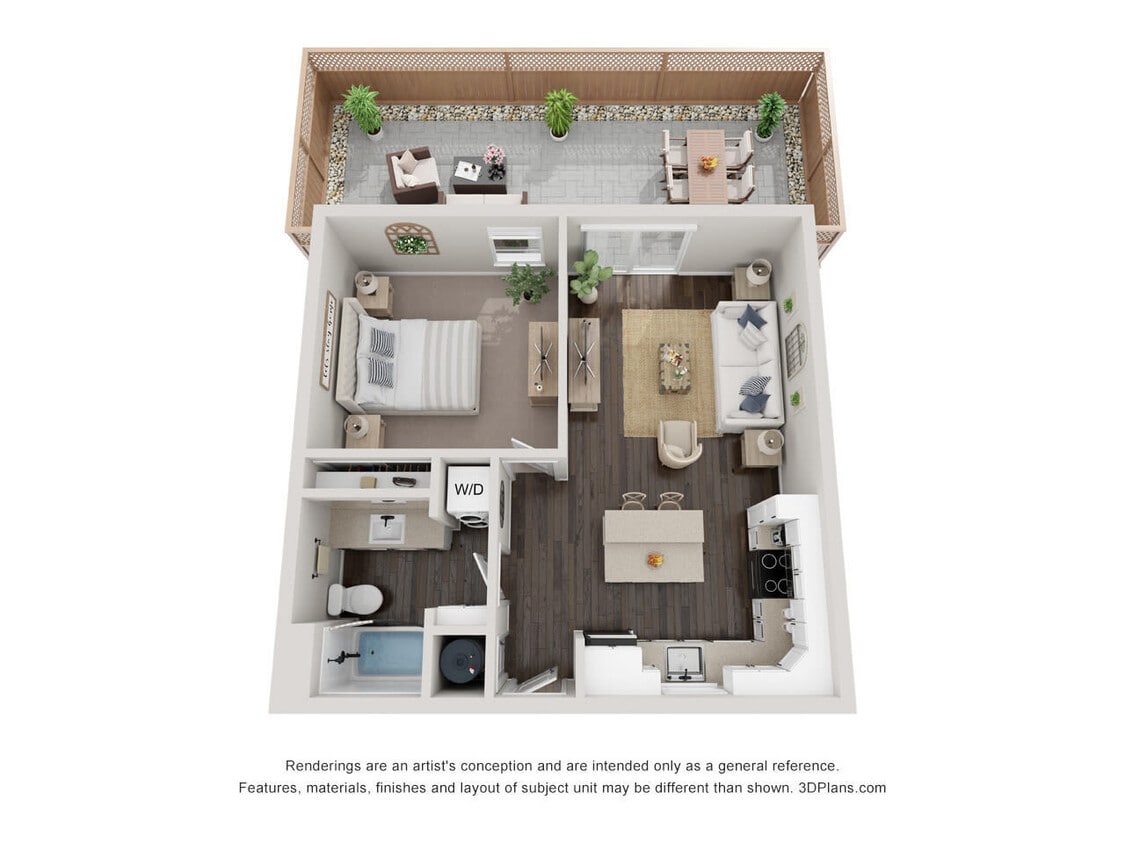 Floor Plan - 1 Bed 1 Bath B