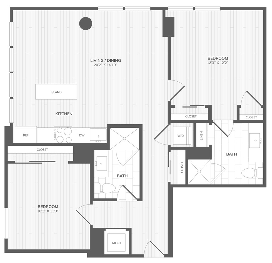Floor Plan - 2 Bed/2 Bath-E East Medley