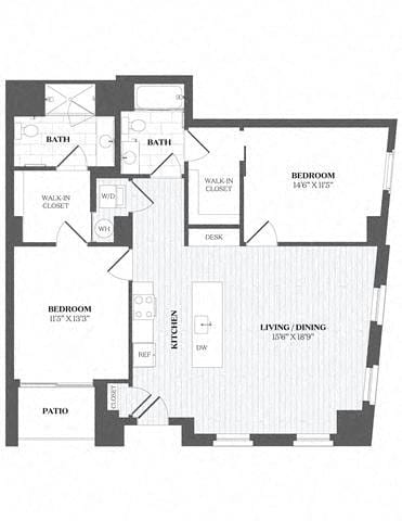 Floor Plan - 2 Bed/2 Bath-F-3 - 29 Audubon Street