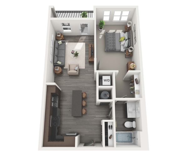 Floor Plan - 1 Bedroom 1 Bath - 758 sq. ft.