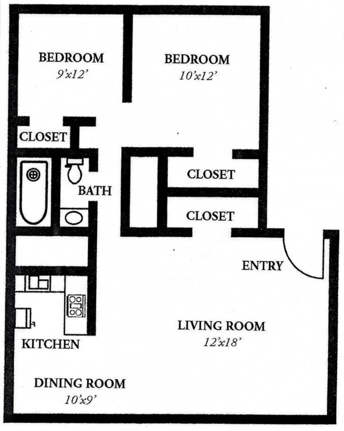 2BR/1BA - 2BR