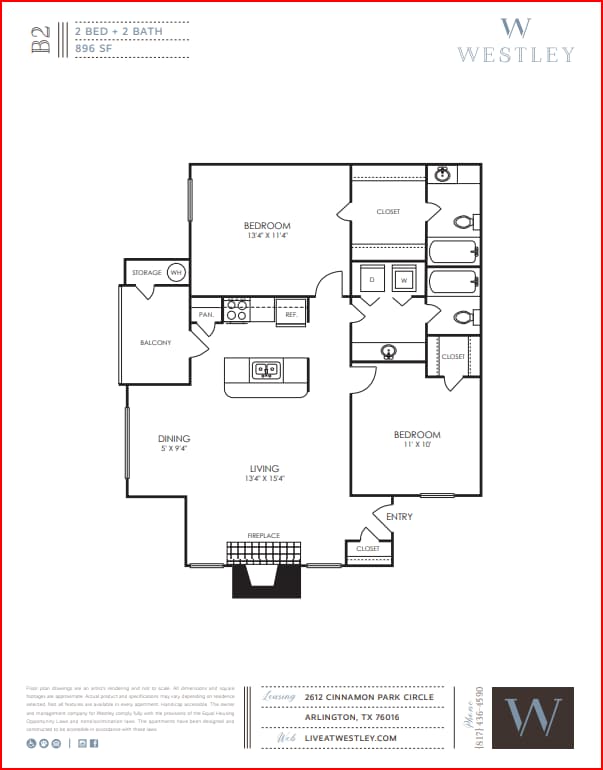 B2 WESTLY.png - 2 Bedroom, 2 Bath
