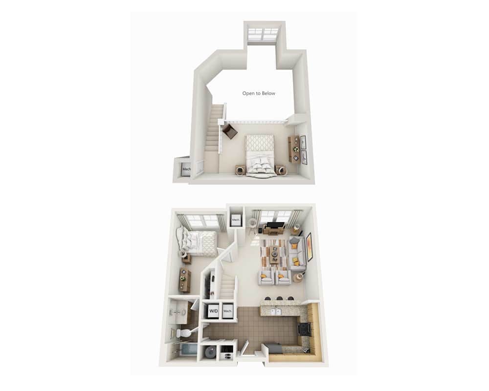 Floor Plan - One Bedroom with Loft A1HL