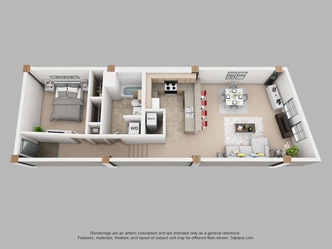 Floor Plan - 1 Bedroom 1 Bathroom