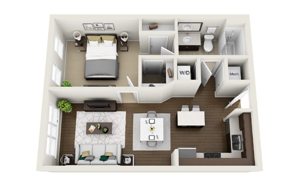 Floor Plan - 1A6R - Phase 1 Renovated