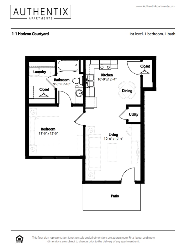 Floor Plan - 1 BR Horizon Courtyard