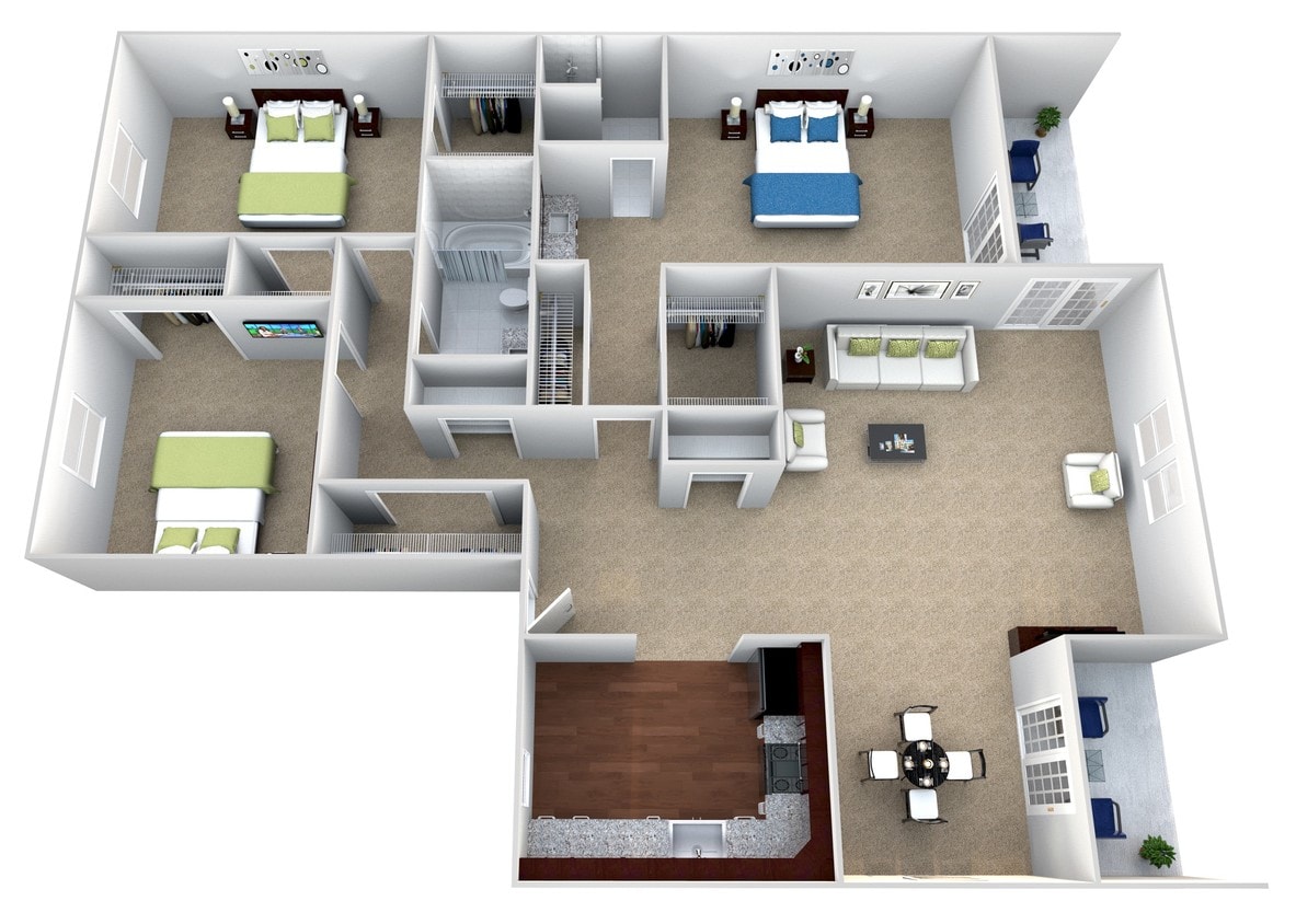 Floor Plan - 3 Bedroom 2 Bath