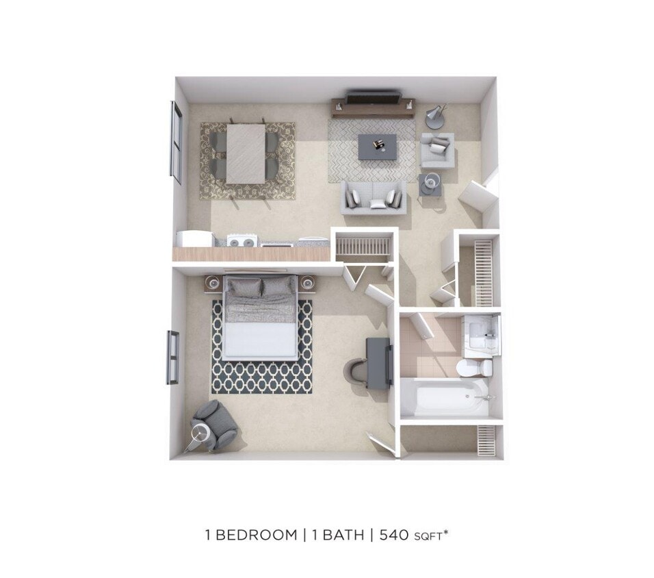 Floor Plan - One Bedroom - 540 sqft