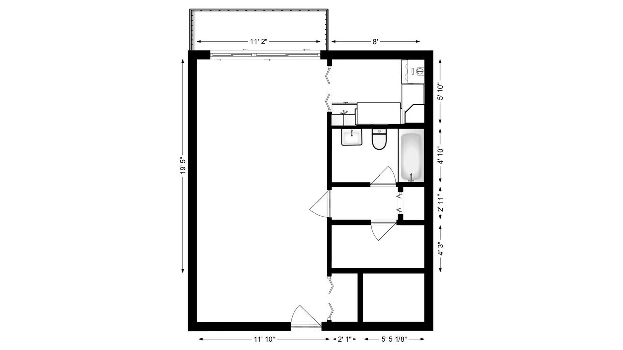 Floor Plan - Efficiency - Studio