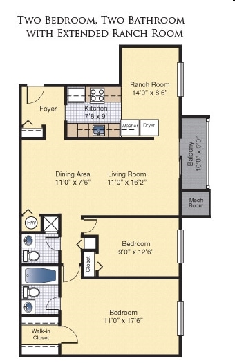 2BR/2BA - 2 BEDROOM 2 BATH 1035