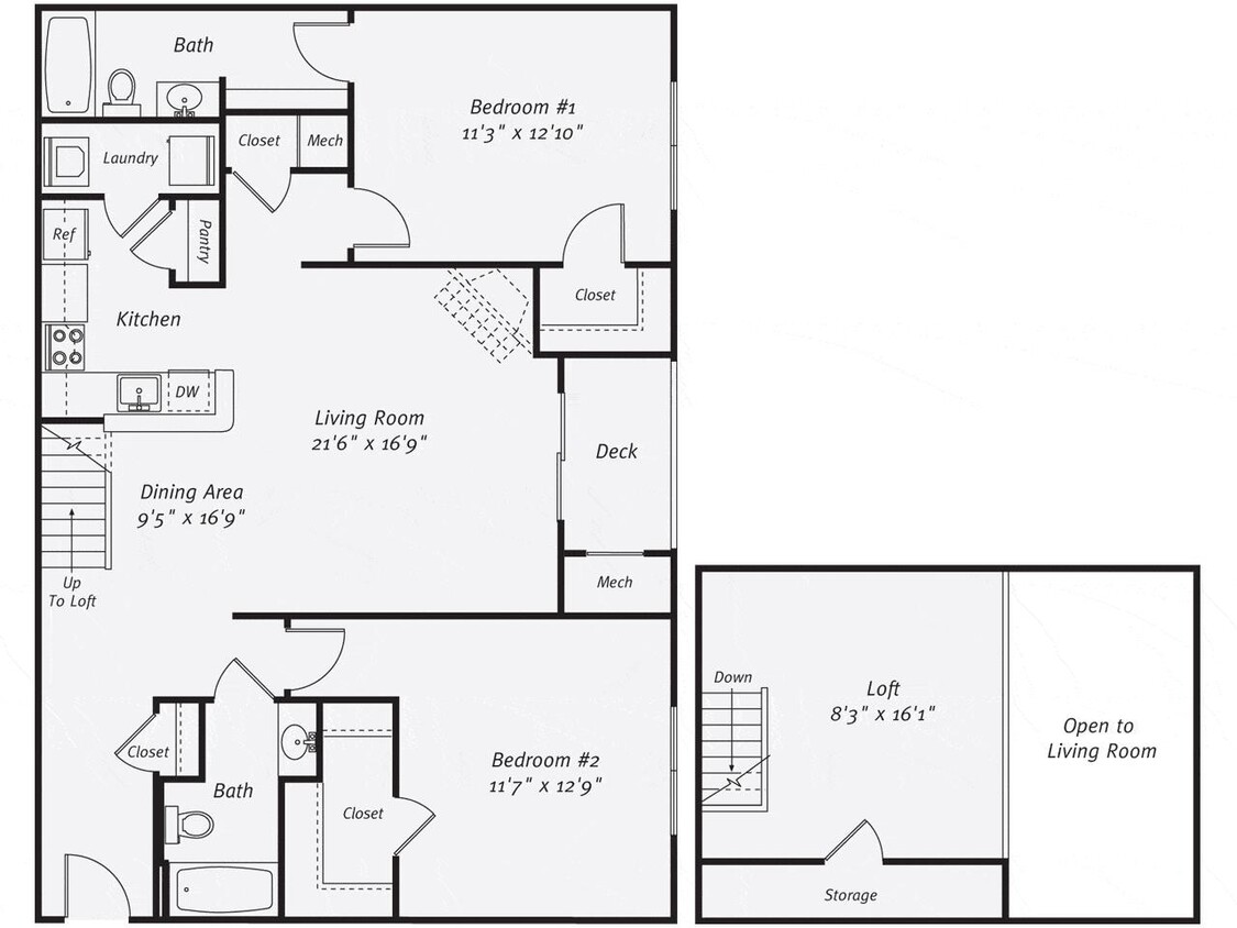 Floor Plan - 2 Bedroom 2 Bathroom