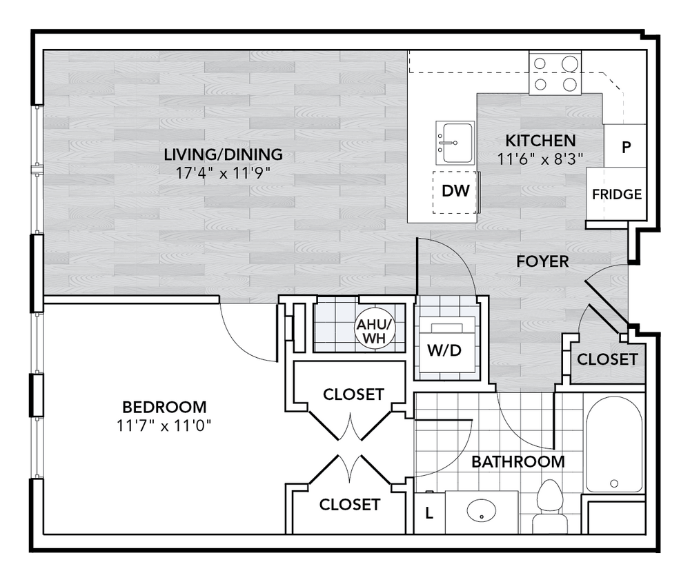 Floor Plan - 1 Bed 1 Bath