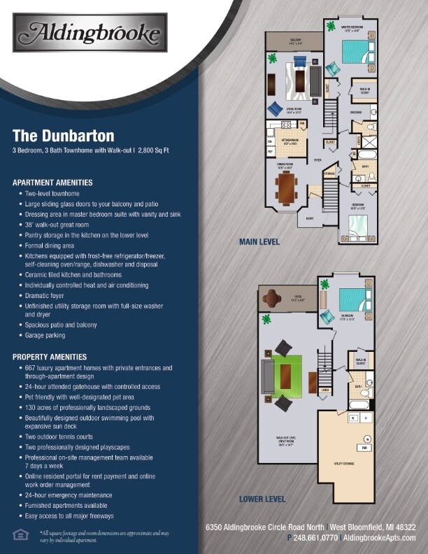 Floor Plan - Dunbarton - includes a 1 car garage