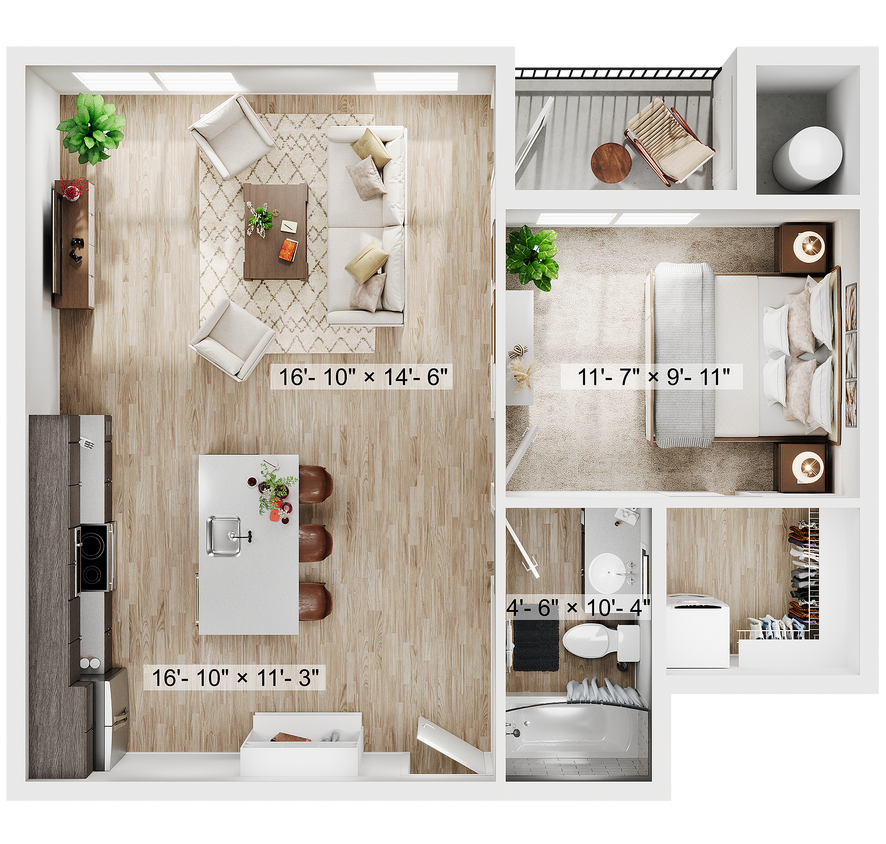 1BR/1BA - A4 - 698SQFT - 1BR/1BA - A4