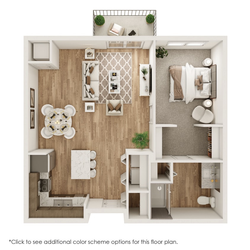 Floor Plan - 1 Bed, 1 Bath - 810 SF - B