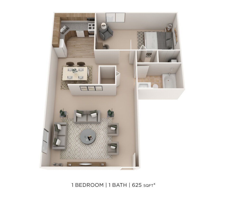 Floor Plan - One Bedroom- 625 sqft