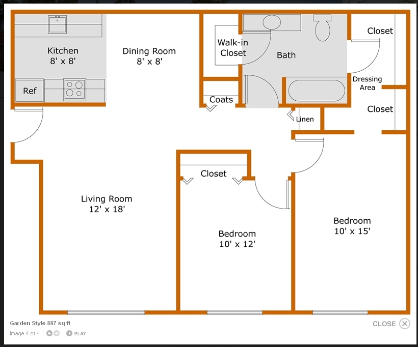 2BR/1BA - 2 Bedroom 1st Floor Front to Back