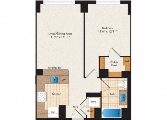 Floor Plan - Greenway 1 Bed 1 Bath