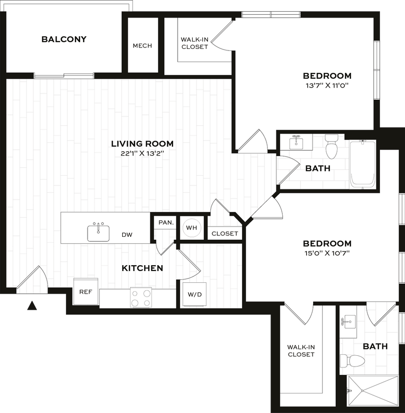 Floor Plan - 2 Bed/2 Bath-D2