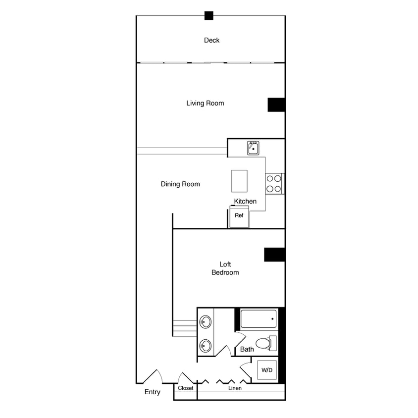 Floor Plan - 1 Bed Loft 512 NW