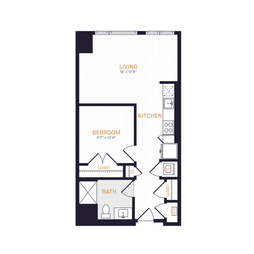Floor Plan - J1 | 1 Bed | 1 Bath