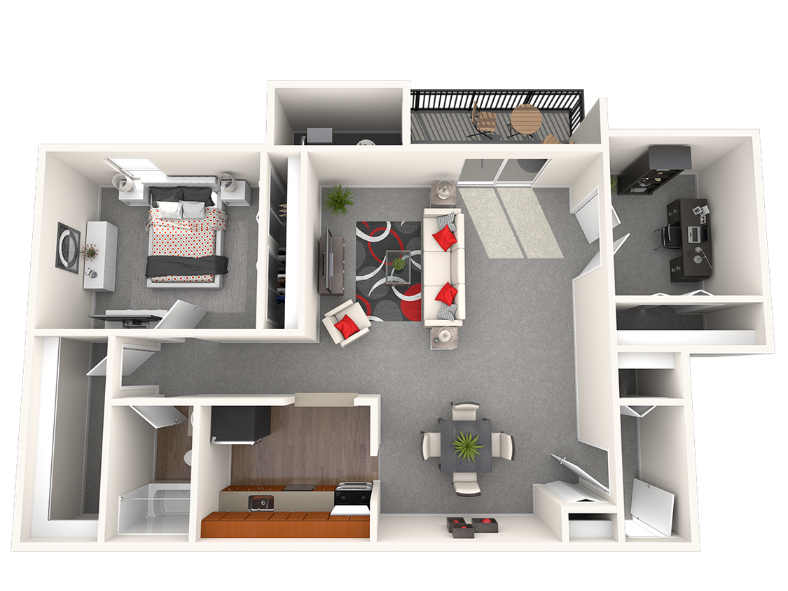 Floor Plan - 1 Bed 1 Bath Den
