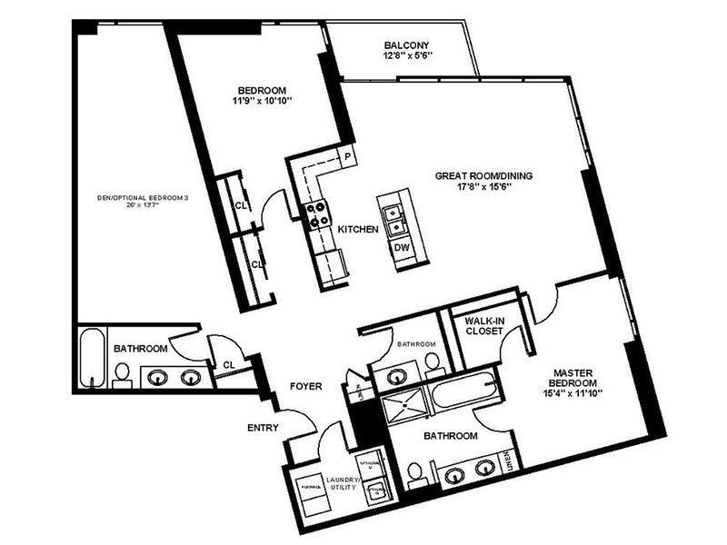 Floor Plan - B9 - Two Bedroom Two Bath