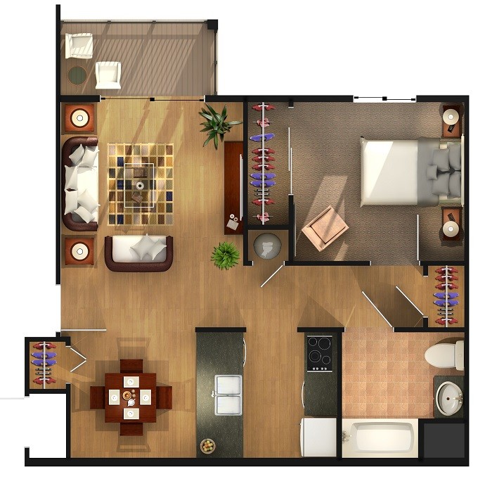 Floor Plan - One Bedroom One Bathroom