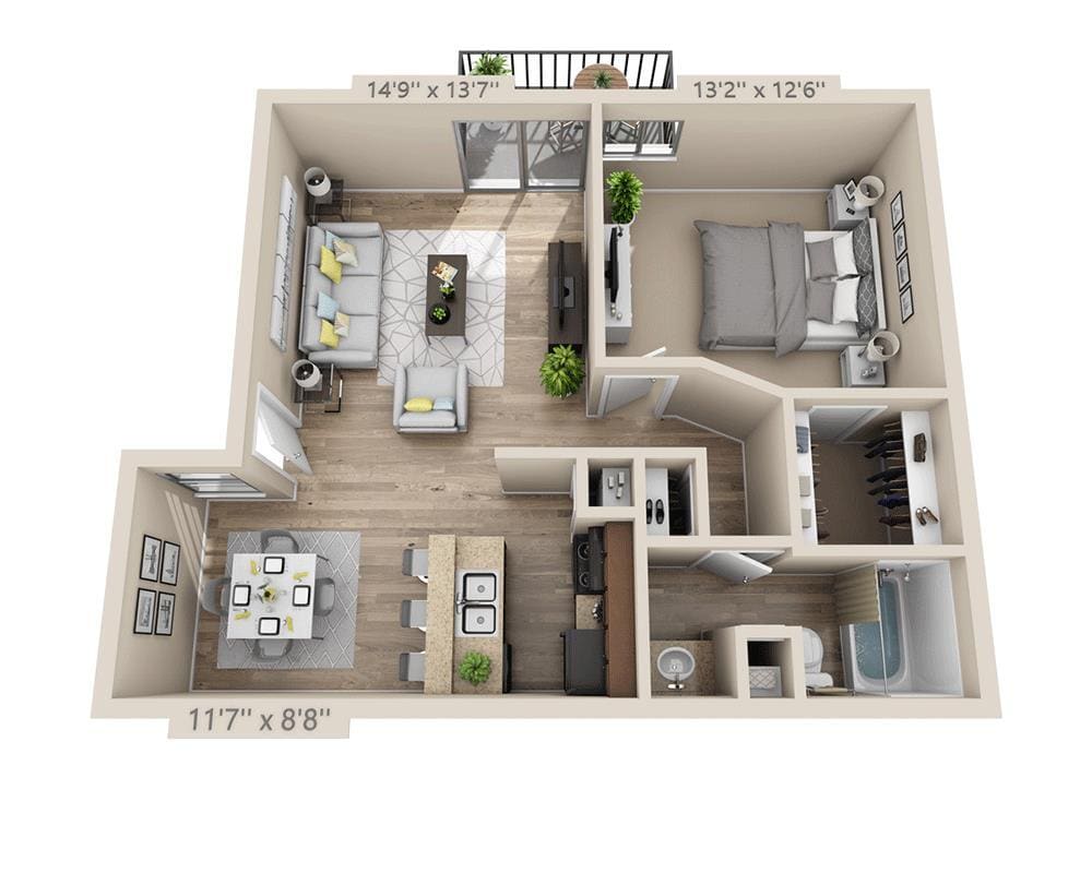 Floor Plan - One Bedroom A1COW