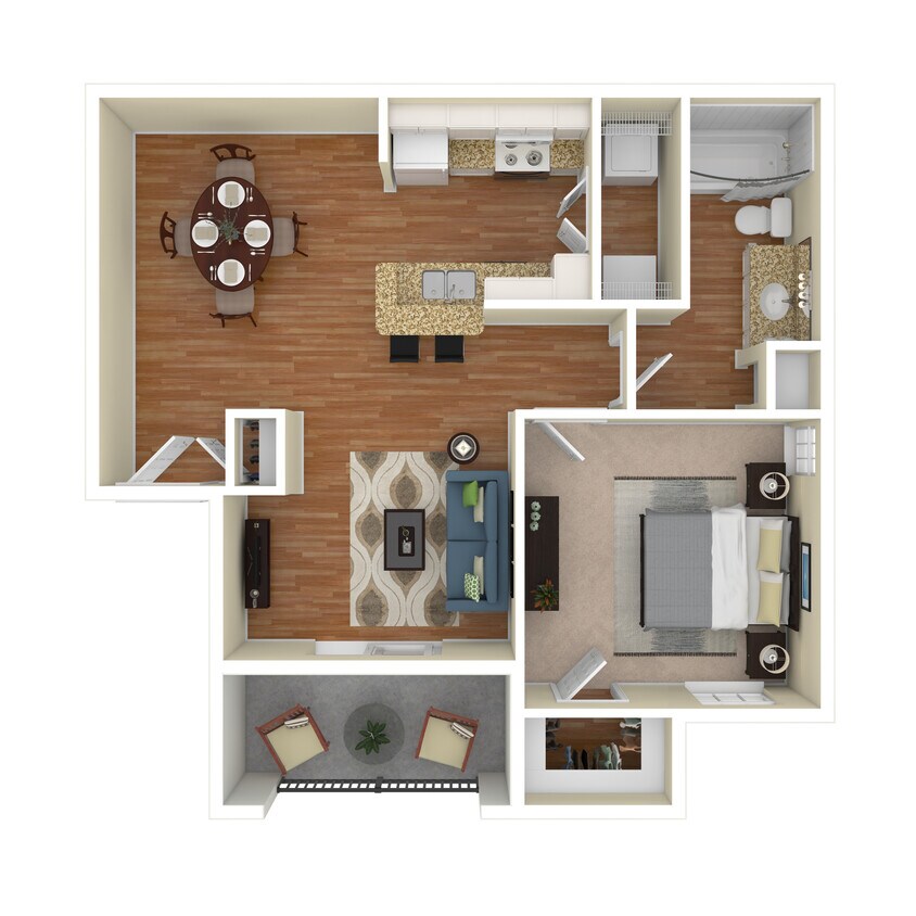 Floor Plan - 1 Bed 1 Bath 810 SqFt (744 Net) 
