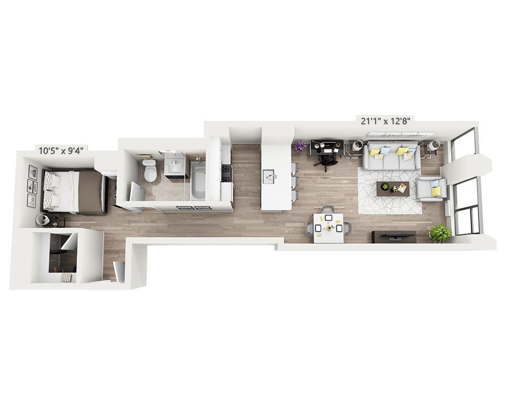 Floor Plan - Studio w/Alcove K