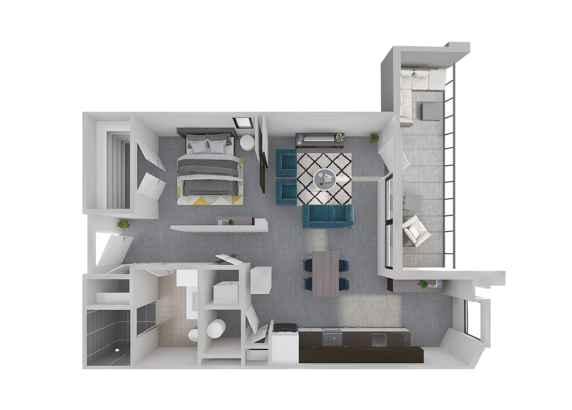 Floor Plan - A2 - 1 Bedroom 1 Bath