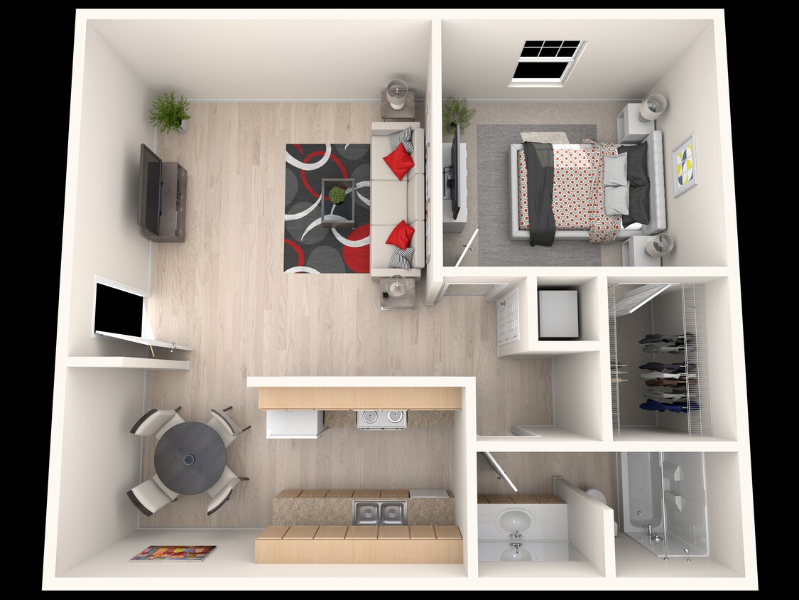 Floor Plan - 1 Bed, 1.5 Bath