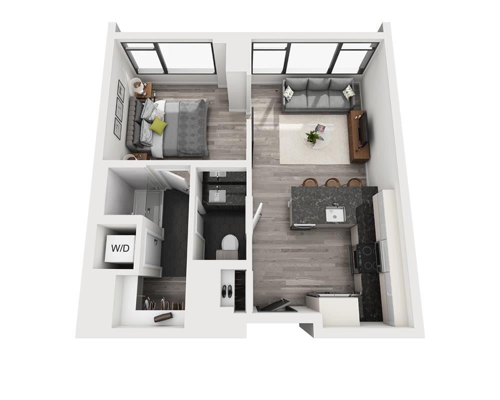 Floor Plan - One Bedroom A1X-PH Penthouse