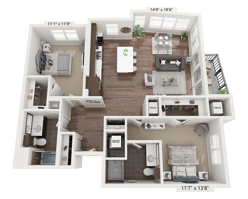 Floor Plan - Two Bedroom B2C