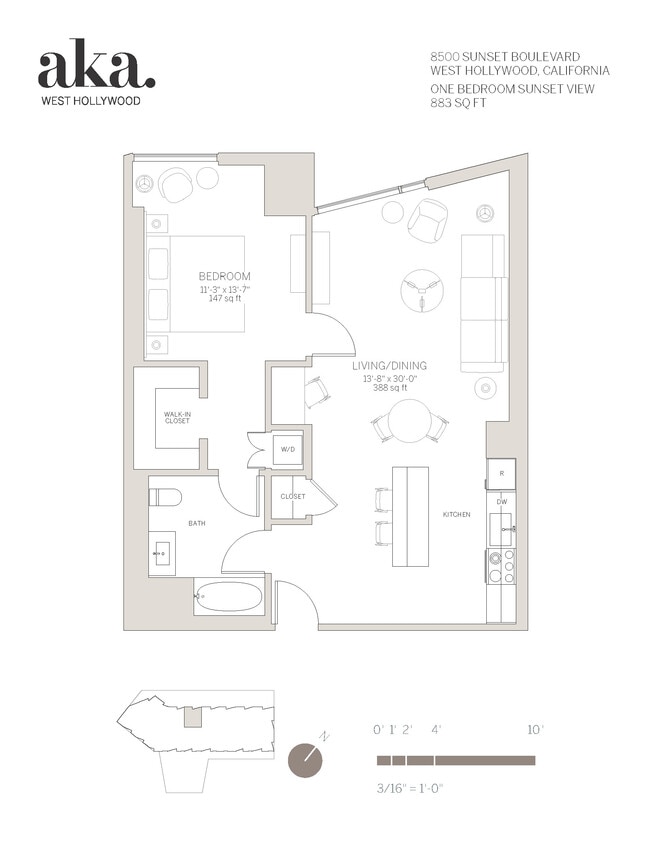 Floor Plan - Monthly Furnished - One Bedroom