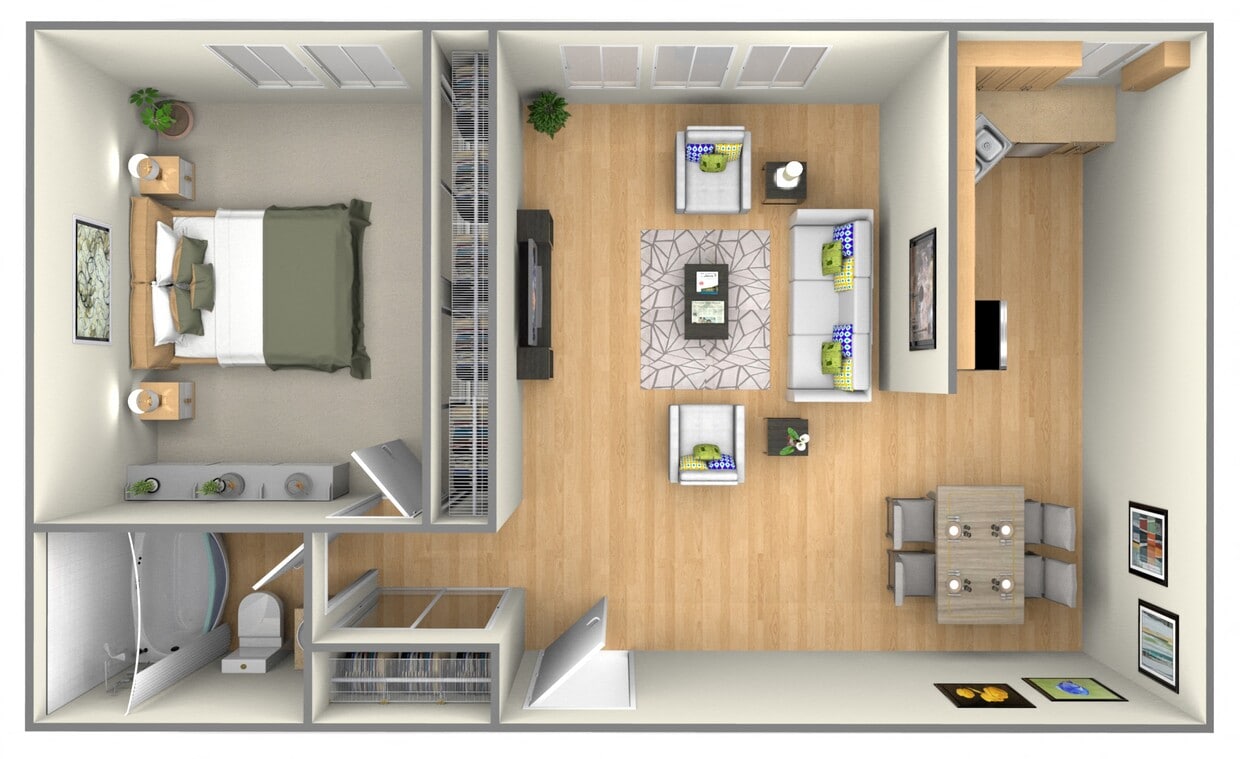 Floor Plan - Parc West 1 Bedroom  RENOVATED
