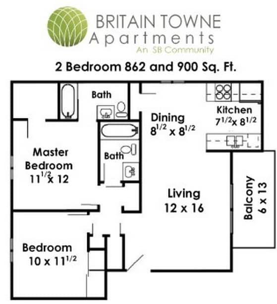 2BR/2BA - 2 Bedroom