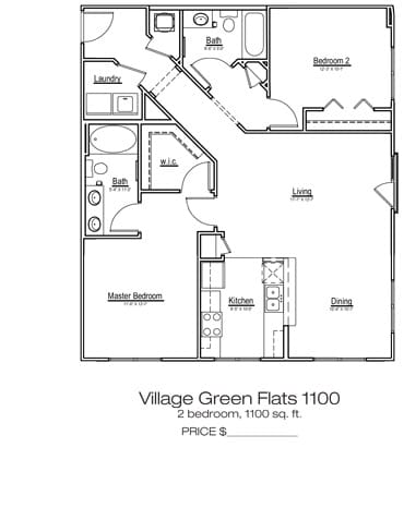 2BR/2BA 1100 sqft - Village Green Flats 1056