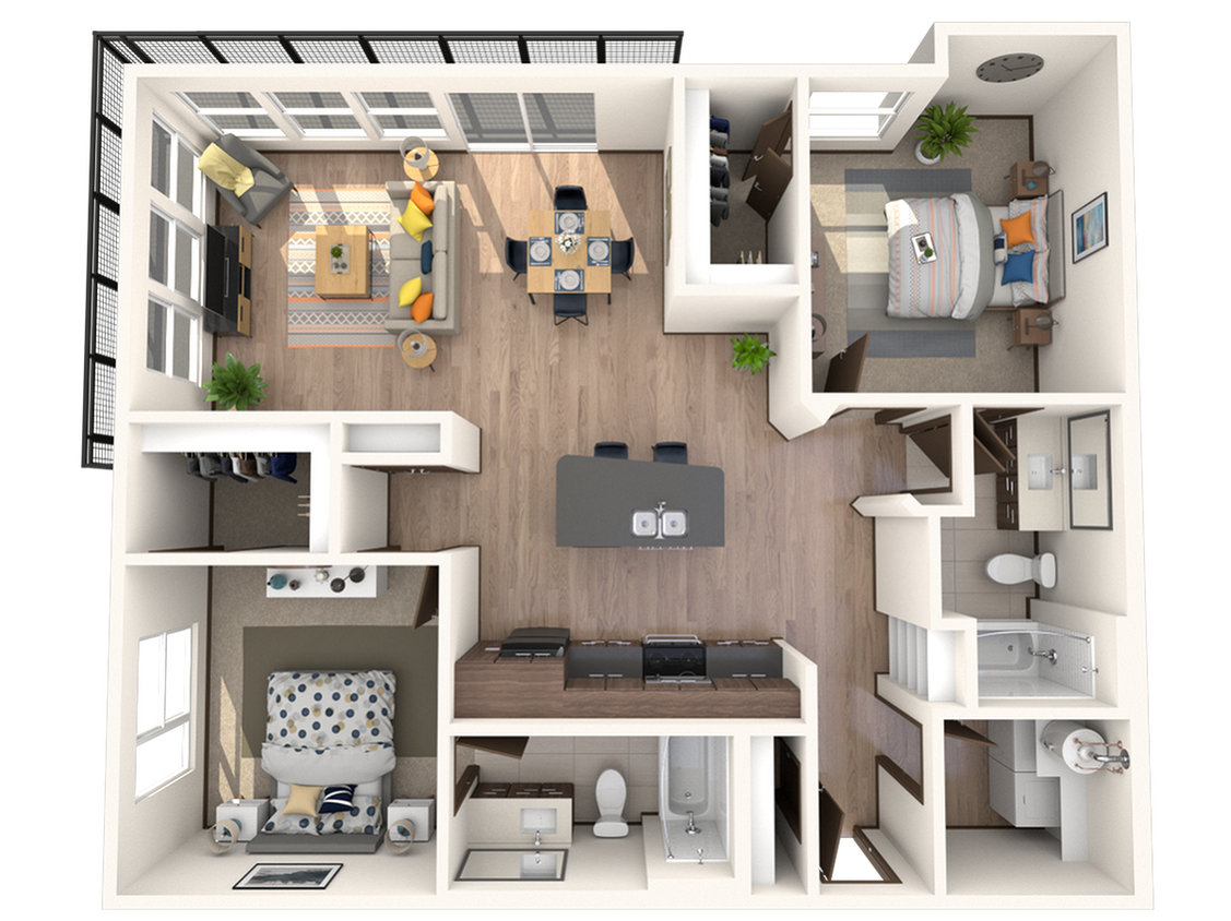 2 Bedroom | 2 Bath | 1108 SF - B1a