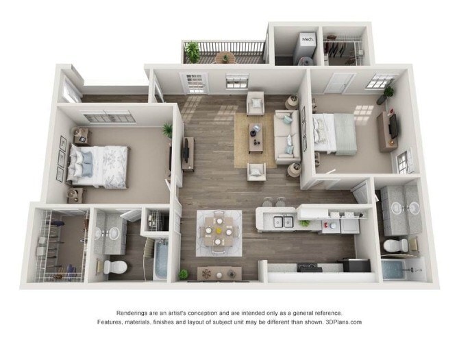 Floor Plan - 2 Bed, 2 Bath - Classic