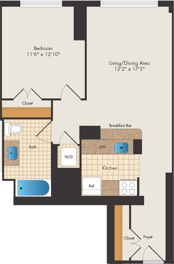 Floor Plan - Ashburton - 1 Bed 1 Bath