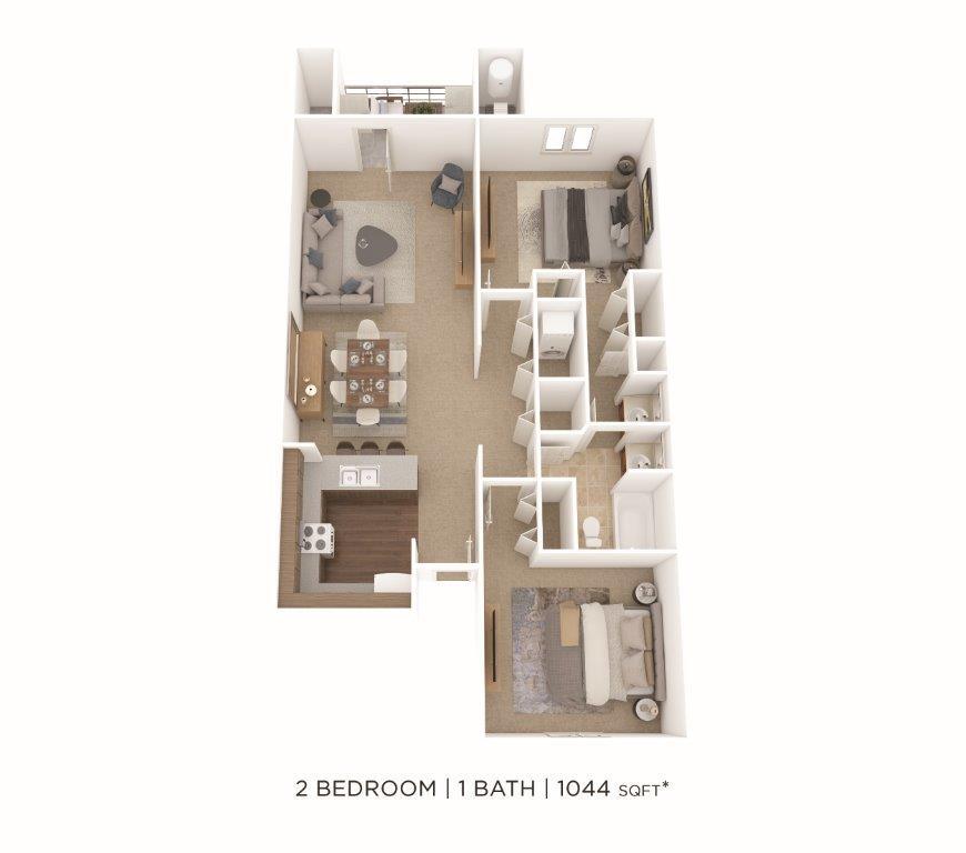 Floor Plan - Two Bedroom-1044 sqft